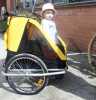 Prodám dětský vozík(Wave)za kolo po jednom dítěti. Pěkný v dobrém stavu. Vozík je pro jedno až dvě děti. Barva žlutá, odrasky, 5ti bodové pásy, bezpečnostní praporek. Okres Šumperk.