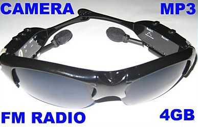 Sluneční brýle s MP3, FM a minikamerou, disk 4GB